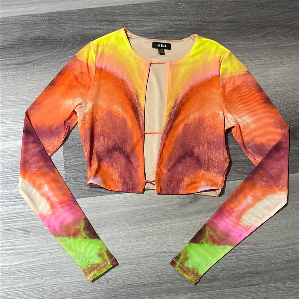 Colorful Long Sleeve Crop Top